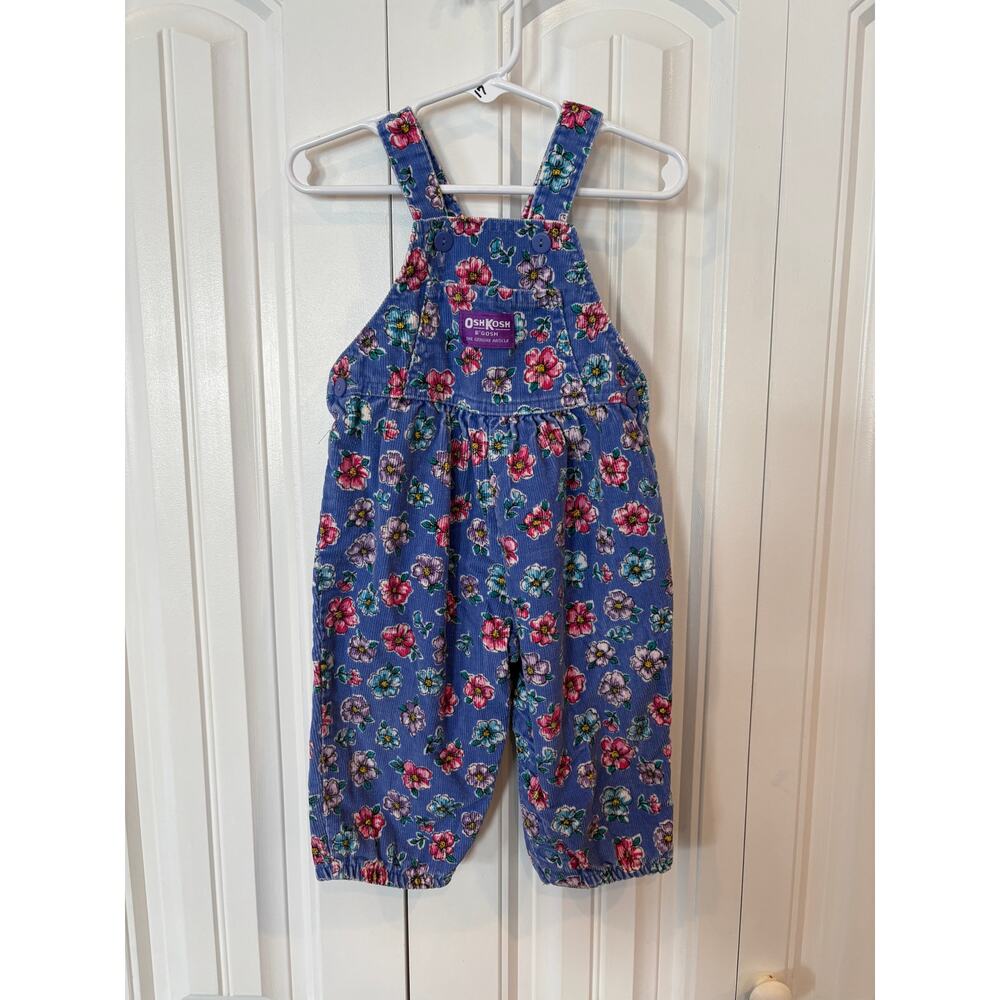 Osh Kosh Blue Floral Vintage‎ Overalls Size 18 Months